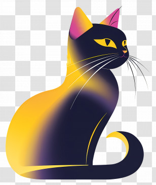 Cartoon Cat - Yellow And Black Cat Illustration Transparent PNG