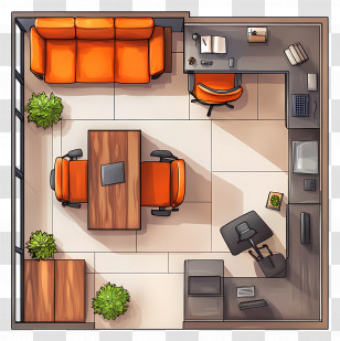 Office Top View - Modern Office Design Transparent PNG