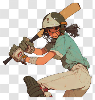 Animated Cricket Player - Baseball Player Ready To Swing Transparent PNG