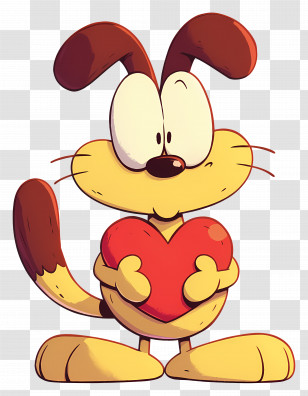 Cartoon Character - Cartoon Dog Holding A Heart With Love Transparent PNG