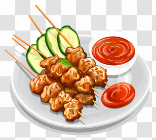 Satay - Grilled Skewers With Sauce Transparent PNG