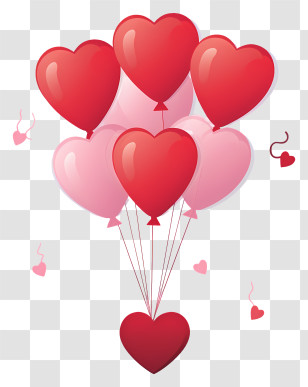 Minimalized Flat Vector Illustrate - Heart-Shaped Balloons For Romantic Celebrations Transparent PNG