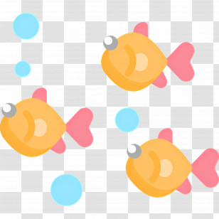 Ocean Fish - Yellow Fish With Bubbles Transparent PNG