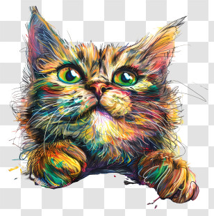 Huh Cat - Colorful Cat Illustration Transparent PNG