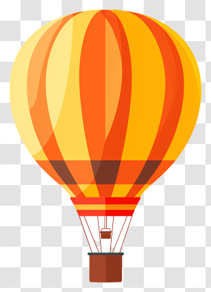 Hot Air Balloon - Colorful Hot Air Balloon With Orange And Yellow Stripes Transparent PNG