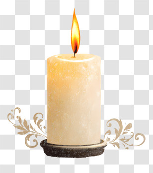 Candle Light - Decorative White Candle With Flame Transparent PNG