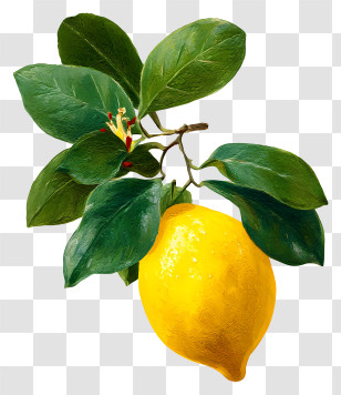Citron - Lemon With Green Leaves Transparent PNG