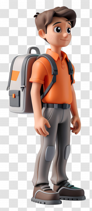 School Student - Boy With Backpack Ready For School Transparent PNG