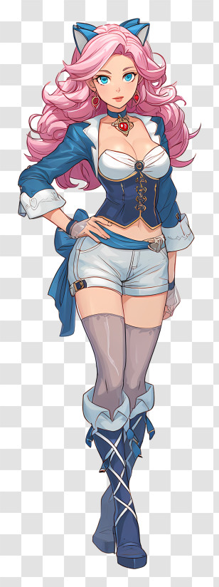 Maria Cadenzavna Eve - Stylish Pink-haired Catgirl Transparent PNG