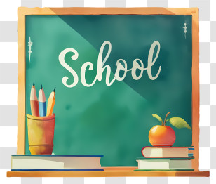 School Desk - School Blackboard With Books And Pencils Transparent PNG