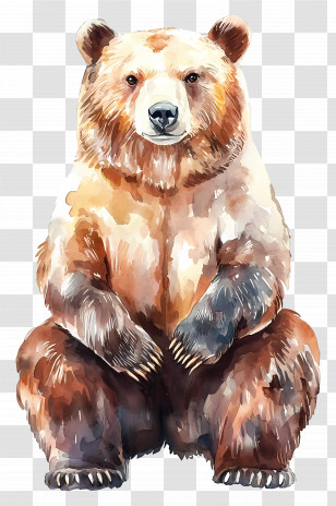 Watercolor Bear - Brown Bear Watercolor Illustration Transparent PNG
