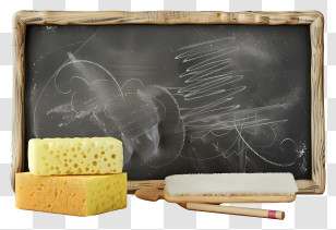 Empty Chalkboard - Chalkboard With Cleaning Sponges Transparent PNG