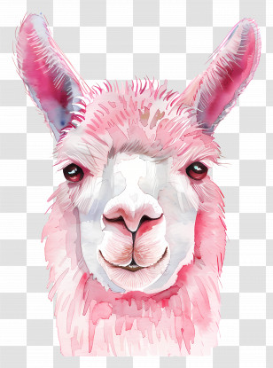 Alpaca Face - Pink Llama Illustration Transparent PNG