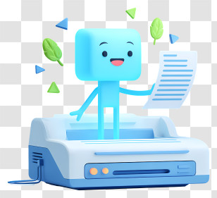 Futuristic Printer - Friendly Printer Mascot Printing Paper Transparent PNG