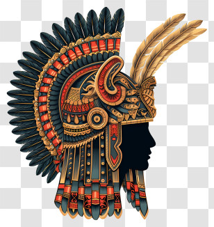 War Helmet - Ornate Aztec-Style Warrior Helmet Transparent PNG