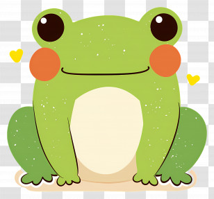 Cartoon Frog - Adorable Cartoon Green Frog With A Cheerful Look Transparent PNG
