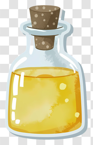 Cartoon - Glass Bottle With Yellow Liquid Transparent PNG