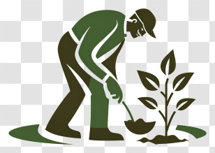 Gardening Day - Silhouette Of Gardener With Shovel Transparent PNG
