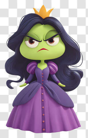 Grumpy Frog Queen - Green Evil Princess Cartoon Transparent PNG