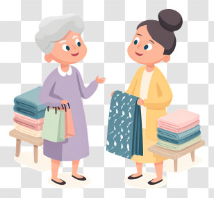 Women Shopping For Home Textiles - Women Shopping Clothes Transparent PNG