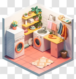 Utility Room - Cozy And Organized Laundry Room Scene Transparent PNG