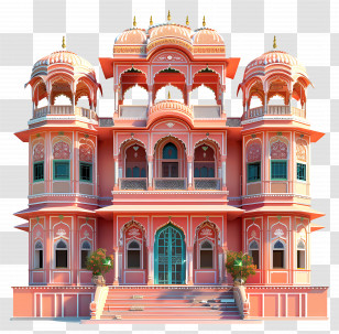 Jaipur Palace - Pink Ornate Cultural Building Design Transparent PNG