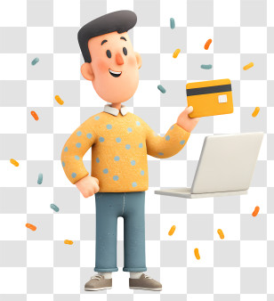 Man Holding Golden Credit Card - Happy Online Shopper Transparent PNG