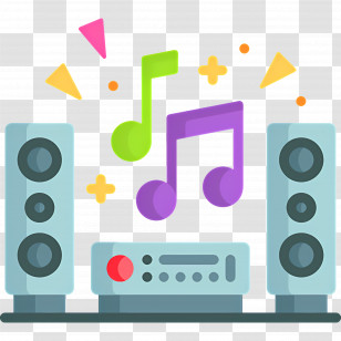 Music Speaker - Colorful Music System With Notes Transparent PNG
