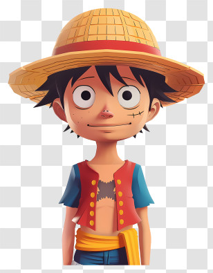 One Piece Luffy - Cartoon Character With Hat Transparent PNG