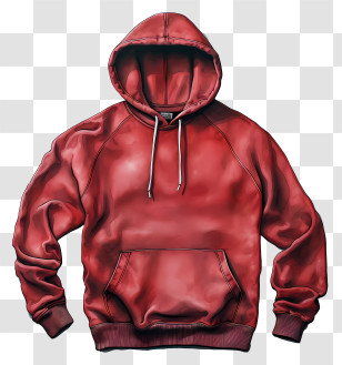 Hoodie - Red Hoodie Sweatshirt Transparent PNG