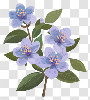 Alaska State Flower - Light Purple Bloom With Green Leaves Transparent PNG