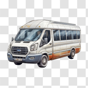 Bus - White Van For Transport Transparent PNG