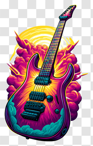 Vibrant - Vibrant Neon Electric Guitar Transparent PNG
