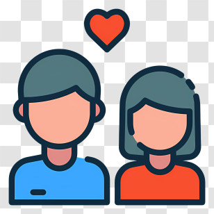 Love Couple - Romantic Couple Icon With Heart Transparent PNG