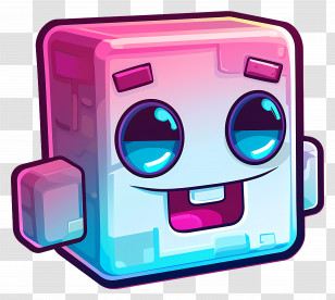 Geometry Dash - Cute Cube Cartoon Transparent PNG