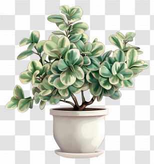 Variegated Jade Plant - Beautiful Potted Plant Illustration Transparent PNG