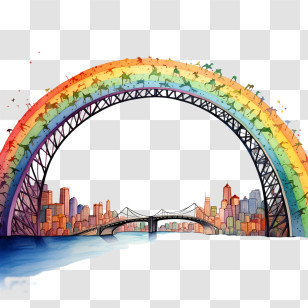 Rainbow Bridge Remembrance Day - Rainbow Arch Over City Bridge Transparent PNG