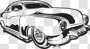 Car Line Art Drawing Hot Rod Chicano - Cars - Vintage Transparent PNG