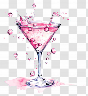 Martini Cocktail - Pink Cocktail With A Splash Transparent PNG