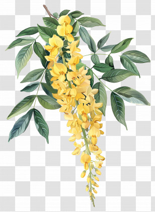 Laburnum Flowers - Yellow Cascading Flowers Illustration Transparent PNG