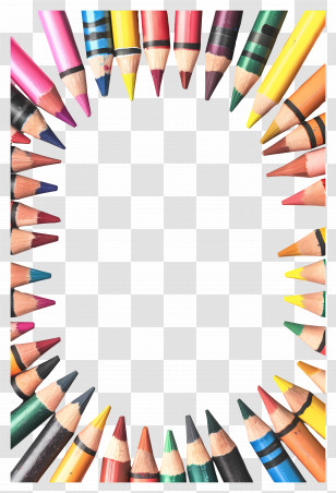 Crayons Frame - Colorful Pencil Border For Creative Frames Transparent PNG