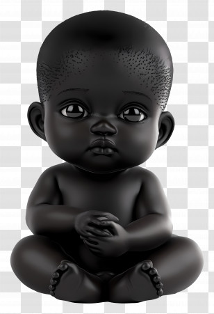 Black Baby - Black Baby Figurine Sitting Transparent PNG