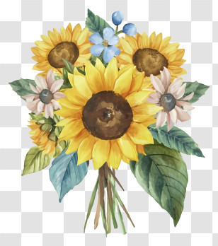 Cartoon - Beautiful Sunflower Bouquet Transparent PNG