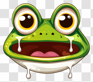 Frog Emoji - Cute Cartoon Frog Head With Funny Expression Transparent PNG