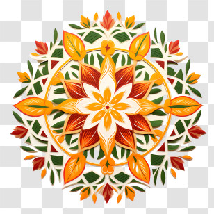 Onam
 - Colorful Mandala Design With Floral Motif Transparent PNG