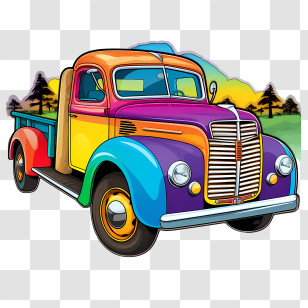 Vintage Truck - Colorful Vintage Truck Art Design Transparent PNG