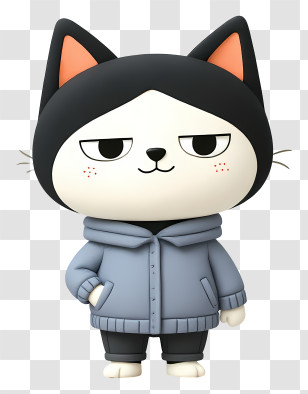 Cat Mascot Enjoying Winter - Stoic Grumpy Cat Character Illustration Transparent PNG