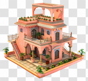 Indian House - Beautiful Two-Story Villa Illustration Transparent PNG