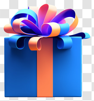 Gift Box - Blue Gift Box With Colorful Ribbon Transparent PNG