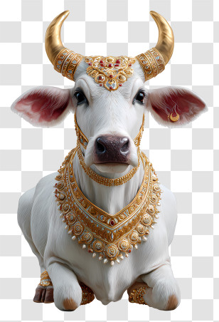 Vasubaras - Ornate White Sacred Cow Illustration Transparent PNG